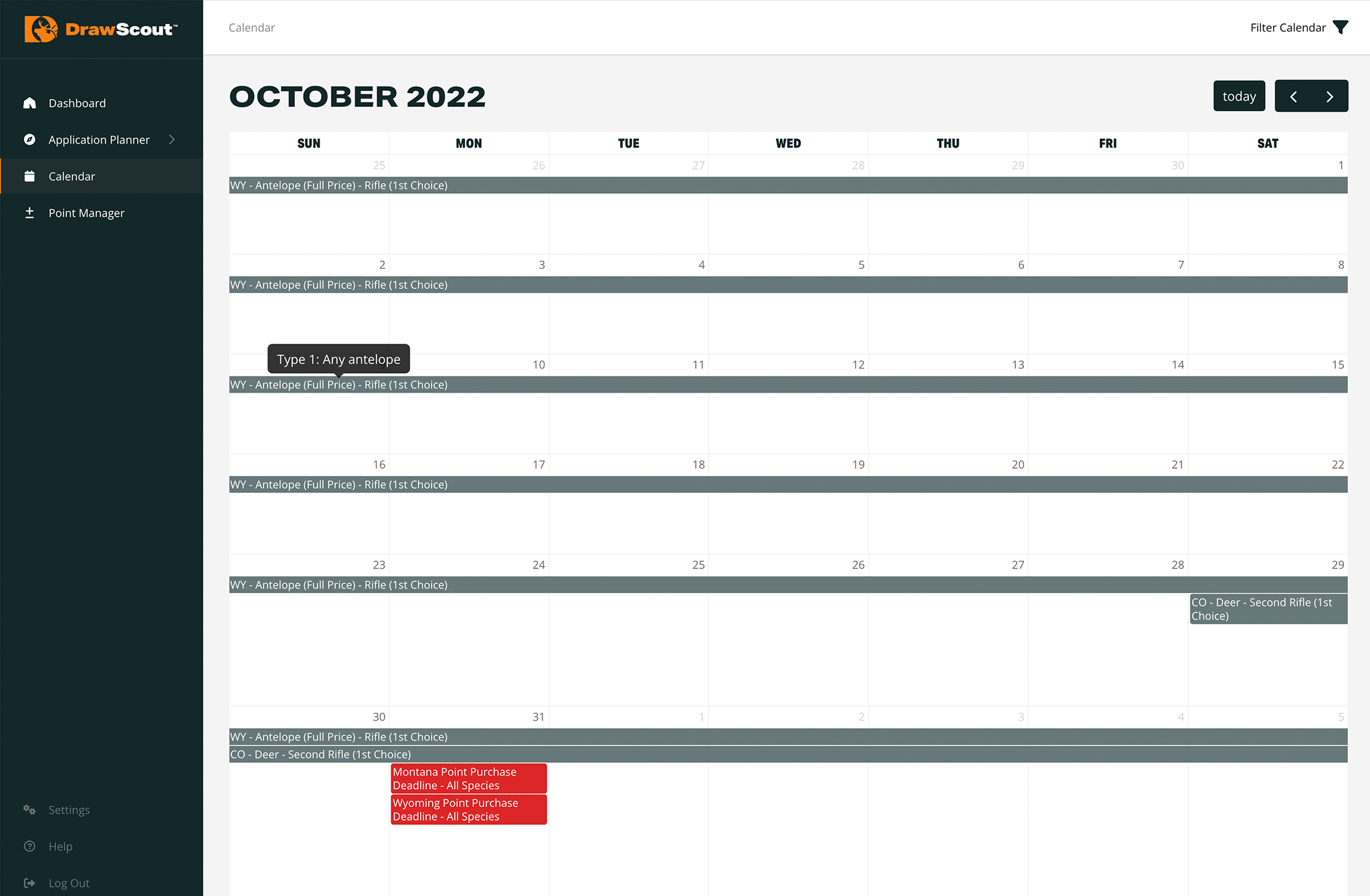 DrawScout Calendar