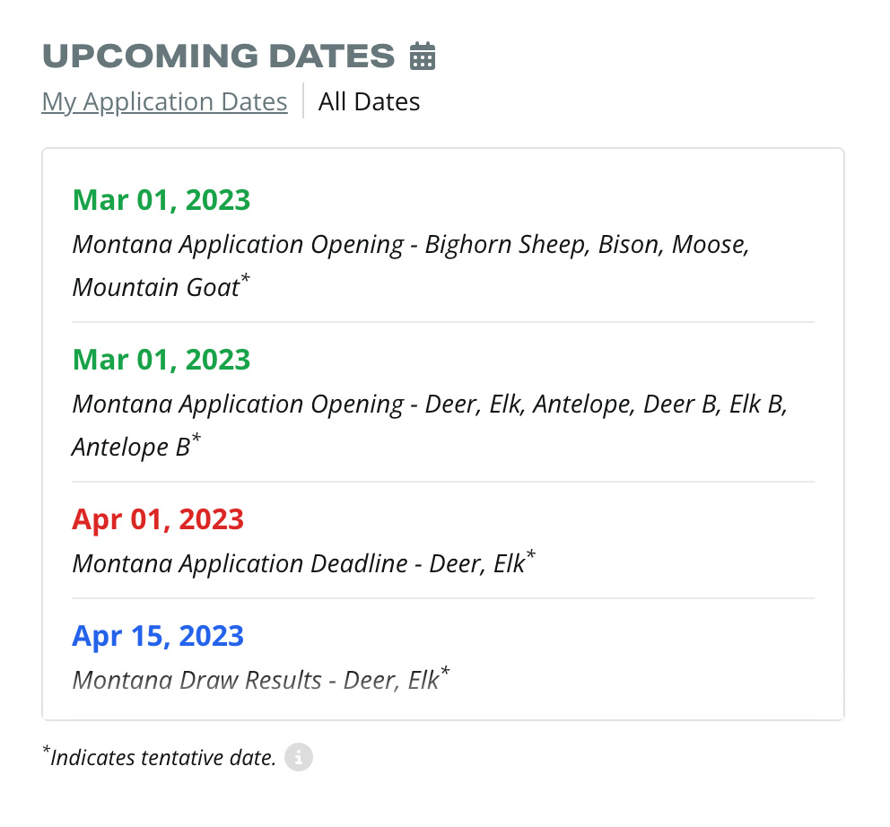 Upcoming Application Dates