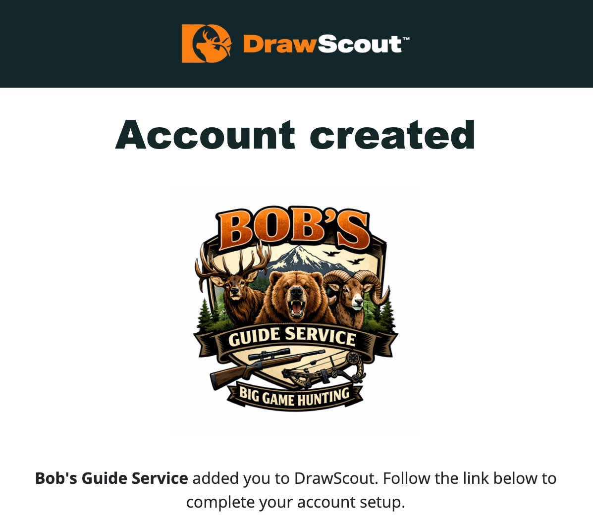 Account created branded email