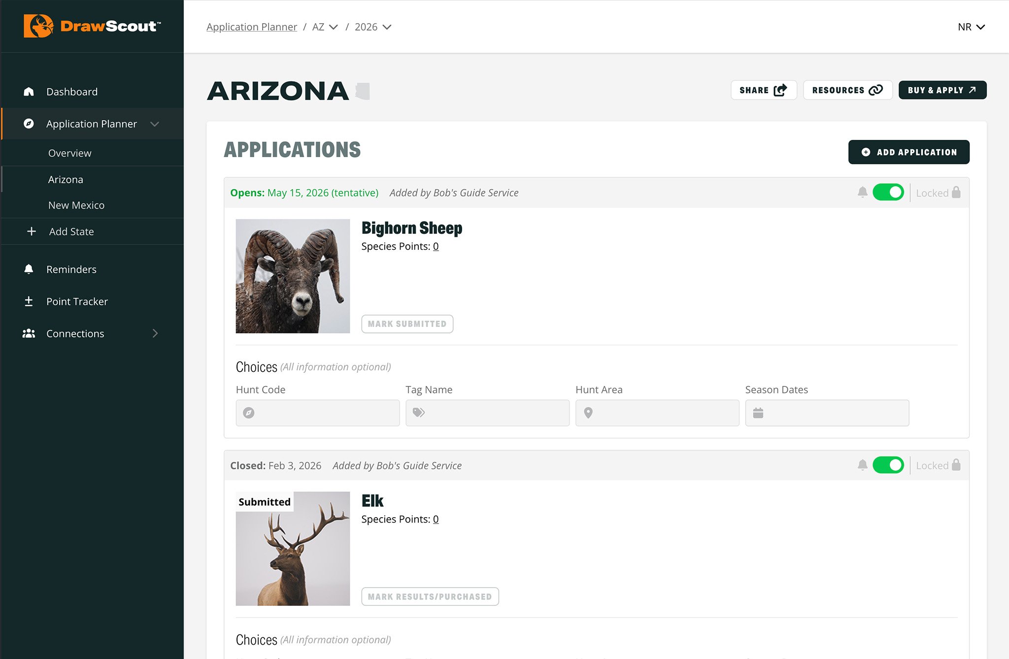 Application planner with locked applications